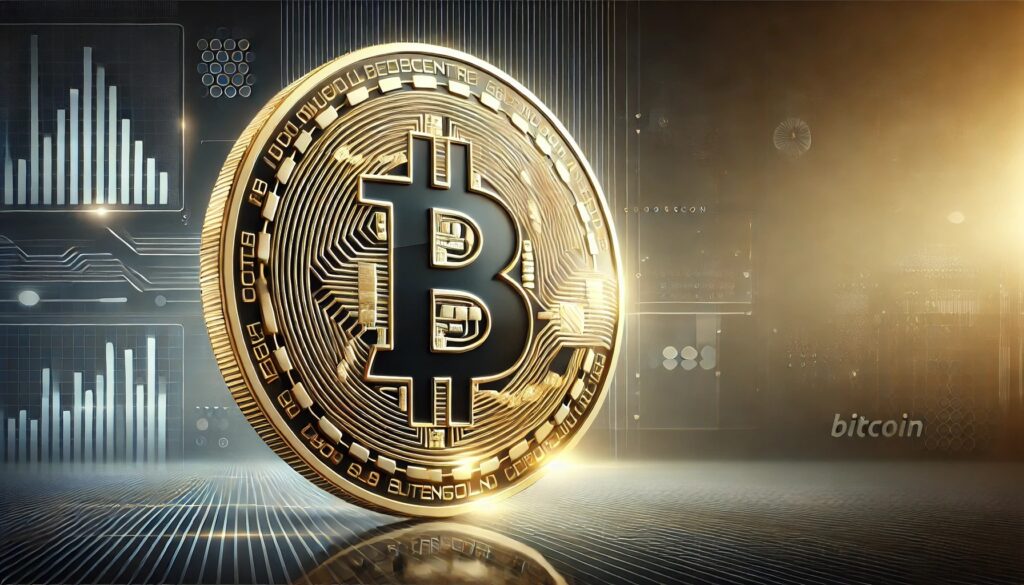 DALL·E-2024-08-12-14.19.03-A-wide-image-of-a-large-shiny-golden-Bitcoin-coin-prominently-centered-ag.jpeg